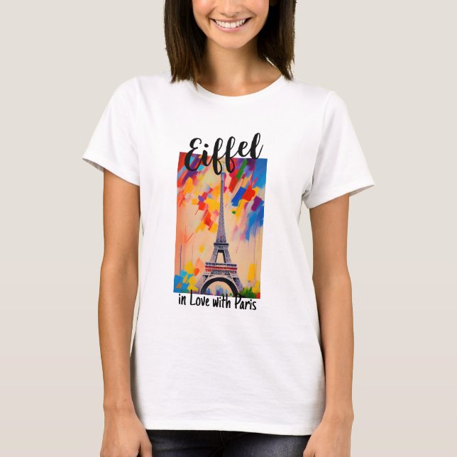 French Eiffel Tower, Paris, Funny Eiffel Wordplay T-Shirt (Front)