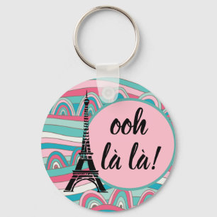 French Eiffel Tower Trendy Ooh la la!/ Monogram Key Ring