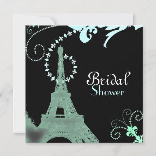 French eiffel tower vintage paris bridal shower invitation