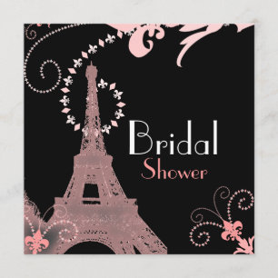 French eiffel tower vintage paris bridal shower invitation