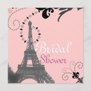 French eiffel tower vintage paris bridal shower invitation