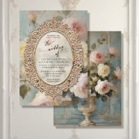  French Elegant Floral Vintage Rose Bouquet Gold