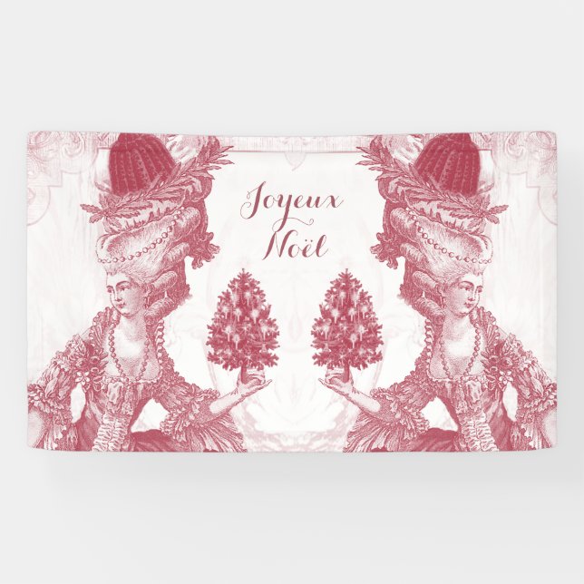 French elegant Marie Antoinette Joyeux Noel Banner (Horizontal)
