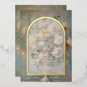 French Elegant Pink Floral Vintage Rose Menu