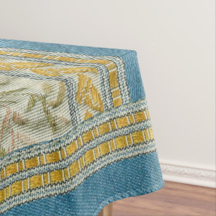 French Embroidered Flower Fabric Look Tablecloth