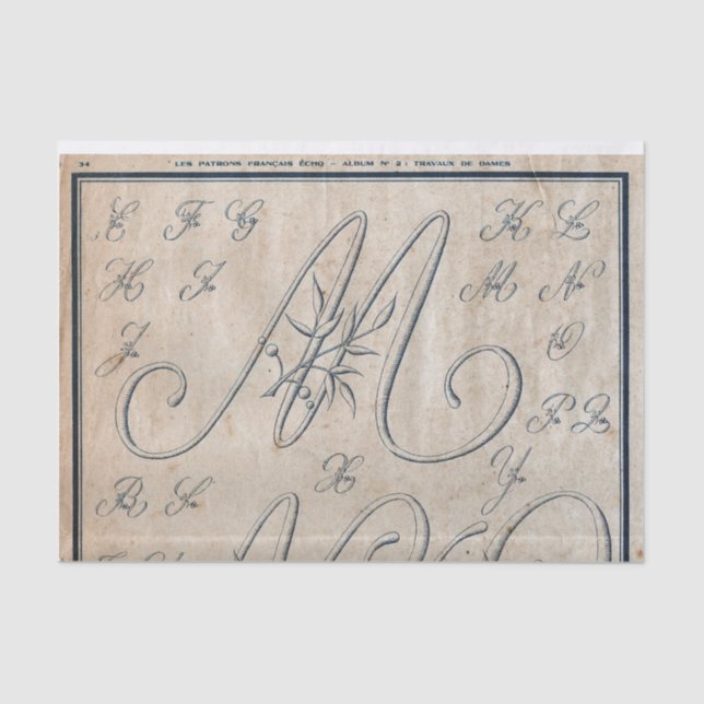 French Embroidery Pattern Decoupage or Giftwrap Tissue Paper (Front)