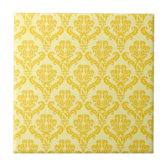 French Empire Damask in Yellow and Cream Tile (Front)