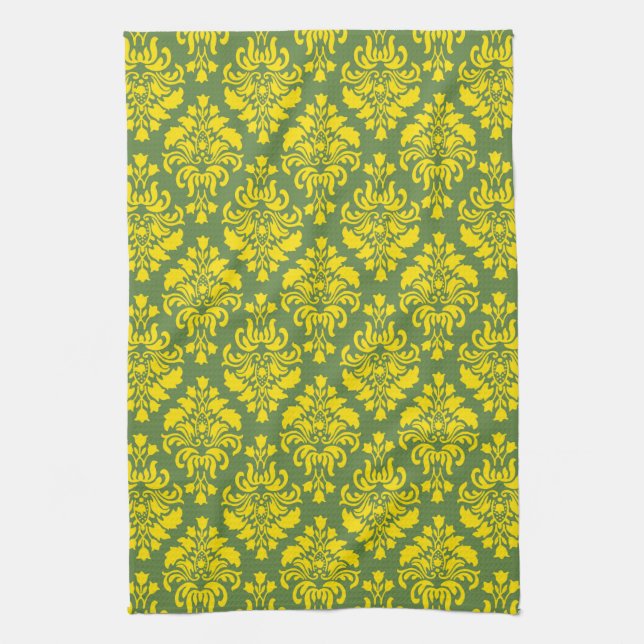 French Empire Damask Pattern #2 Tea Towel (Vertical)