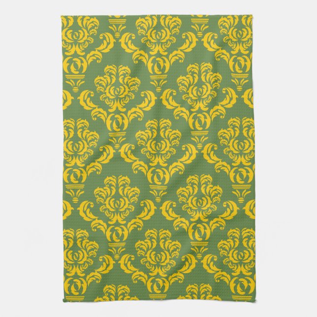 French Empire Damask Pattern #9 Tea Towel (Vertical)