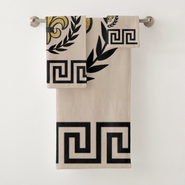 French Empire Revival Fleur De Lis Guest / Gift  Bath Towel Set (Insitu)