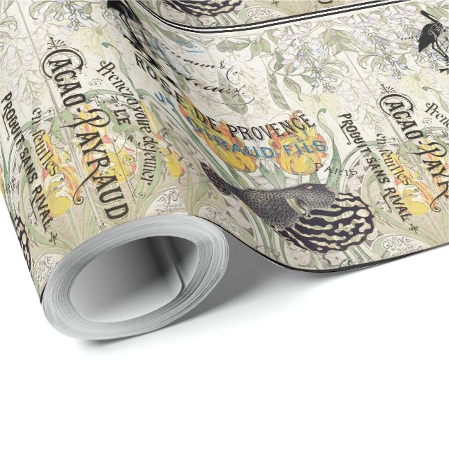 French Ephemera Art Nouveau Tulip Flowers Wrapping Paper (Roll Corner)