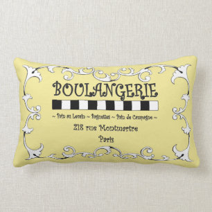 French Ephemera ~Boulangerie ~Shabby Chic ~Paris ~ Lumbar Cushion
