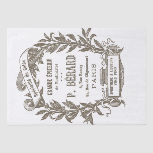 French Ephemera Épicerie Market Kitchen Decoupage  Tissue Paper (Front)