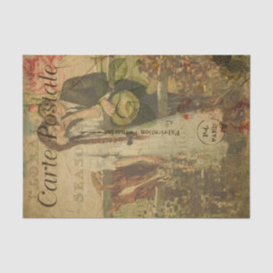 French Ephemera Romantic Couple Floral Decoupage Tissue Paper