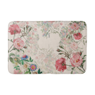 French Ephemera Rose Passionflower Floral Bath Mat