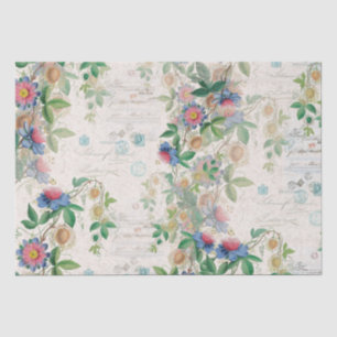 French Ephemera Rose Passionflower Tissue Paper