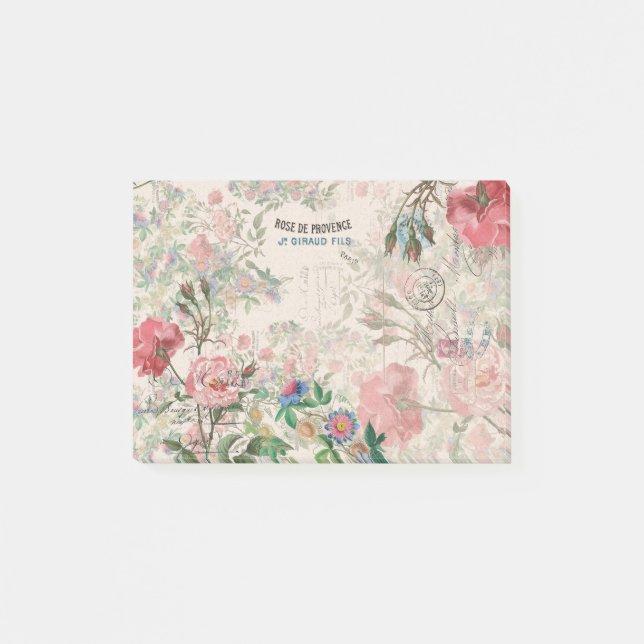 French Ephemera Roses Passionflowers Post-it Notes (Front)