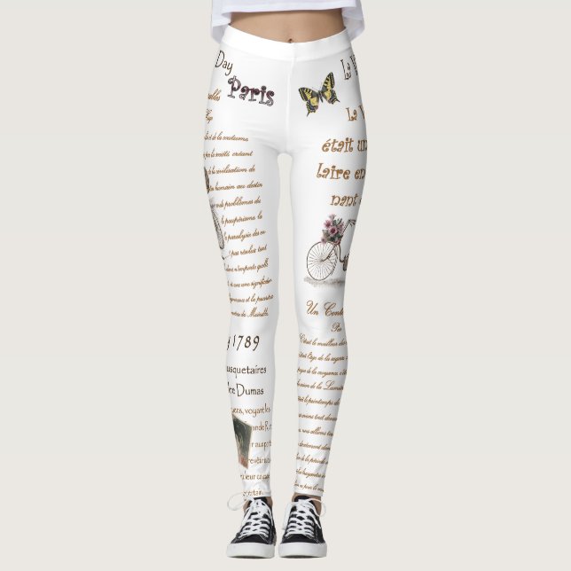 French Ephemera ~ Script ~ Handwriting ~ Paris ~*~ Leggings (Front)