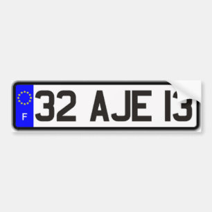 French Euro License Plate White Bumper Sticker
