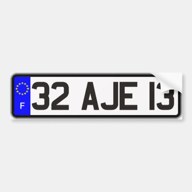 French Euro License Plate White Bumper Sticker (Front)