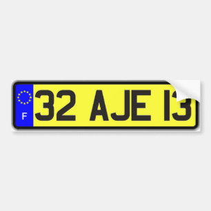 French Euro License Plate Yellow Bumper Sticker
