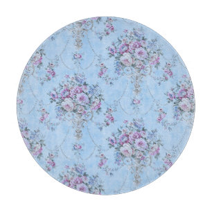 French European Blue White Victorian Style Floral Cutting Board