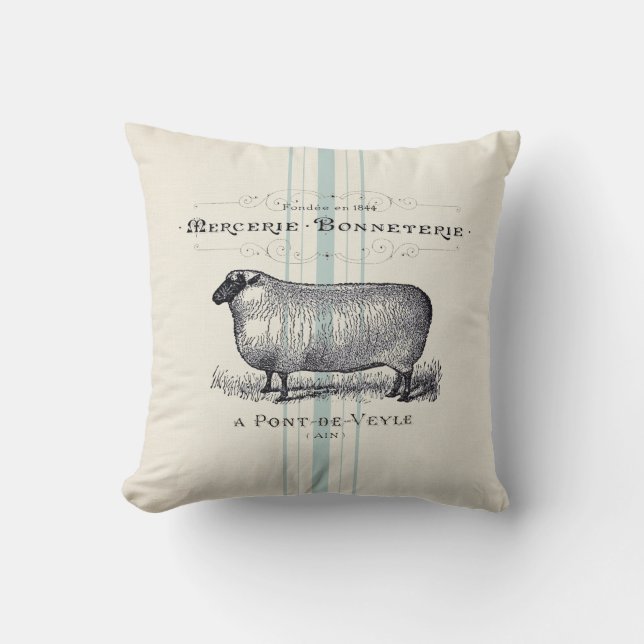 French Farmhouse sheep faux linen Cushion (Front)