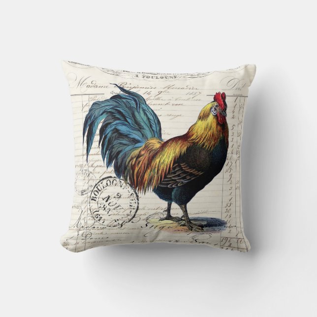 French Farmhouse Vintage Rooster Cushion (Front)