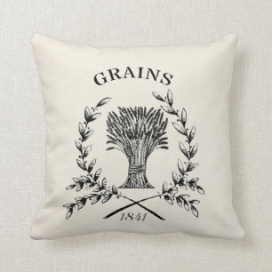 French Farmhouse vintage wreath faux linen Cushion