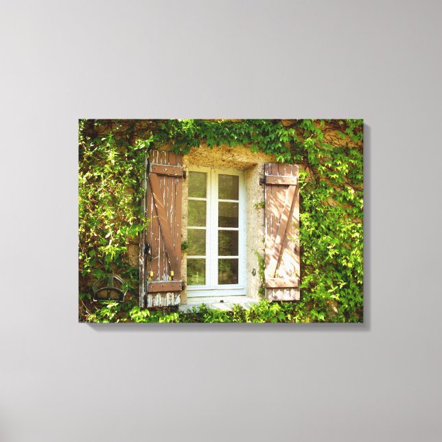 French Farmhouse Window & Shutters Canvas Print (Front)