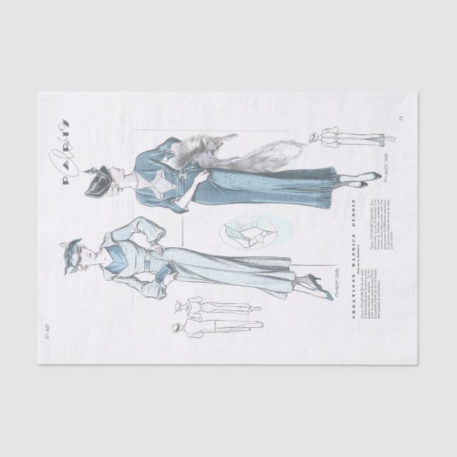 French Fashion Advertisement Chic Dress Decoupage  Tissue Paper (Front)