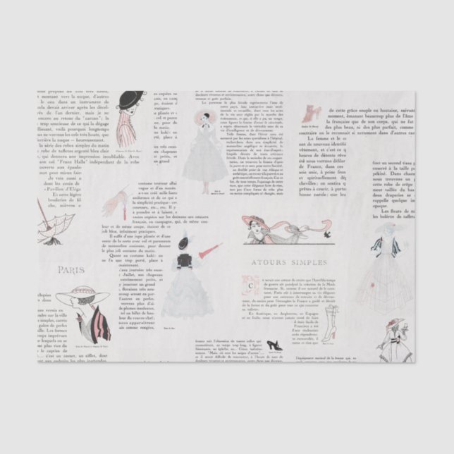 French Fashion Art Deco Couture Vintage Tissue Paper (Front)