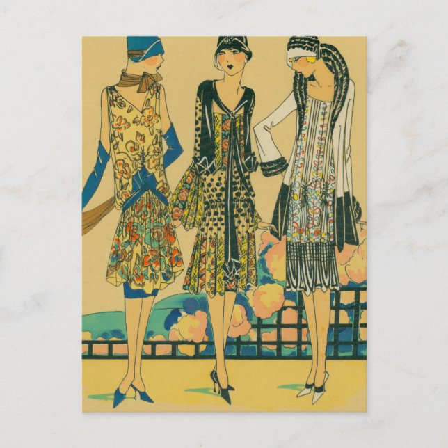 French Fashion - Coloful Town Dresses Postcard (Front)