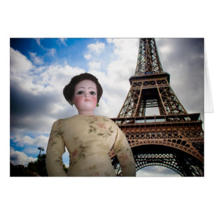 French Fashion Doll w Eiffel Tower Card
