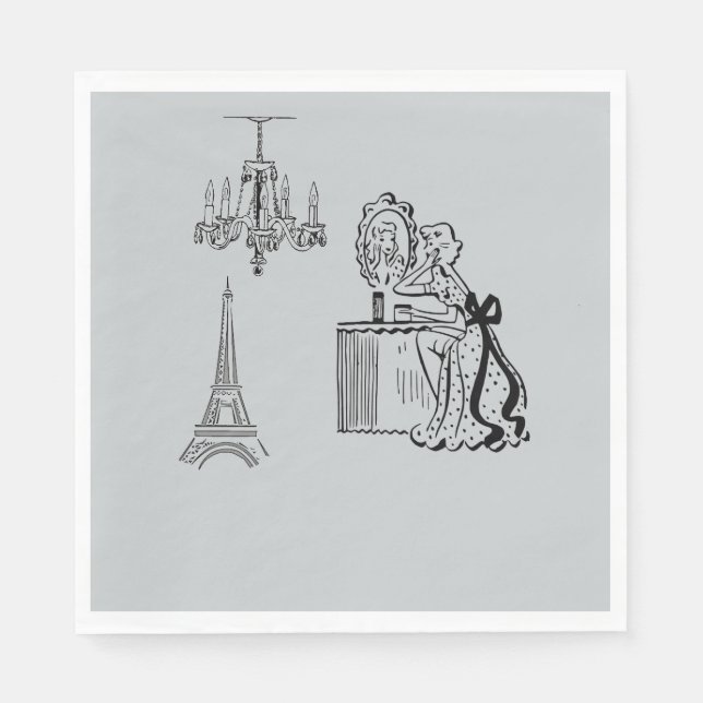 French Fashion Paris Theme Party Paper Napkins (Front)
