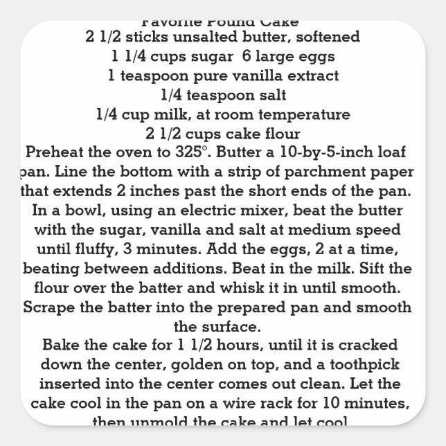 French Favourite Pound Cake stickers (Front)