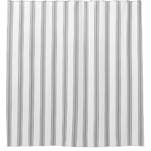 French Feed Sack grey stripe on white Shower Curtain