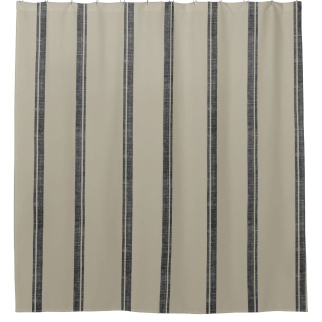 French Feed Sack Stripe Style Shower Curtain (Front)