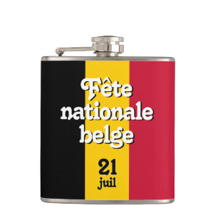French Fête nationale belge Belgian Flag Hip Flask