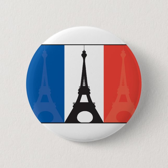 French Flag and Eiffel Tower 6 Cm Round Badge (Front)