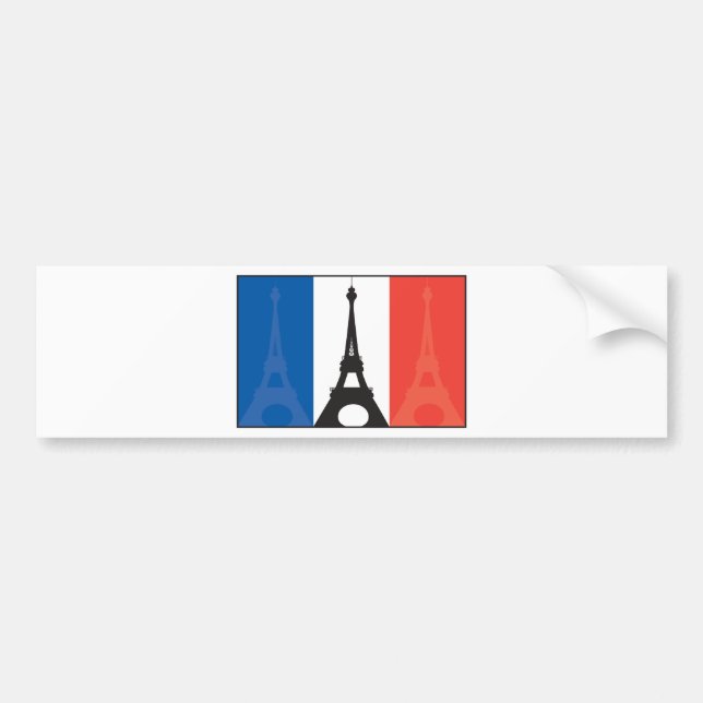 French Flag and Eiffel Tower Bumper Sticker (Front)