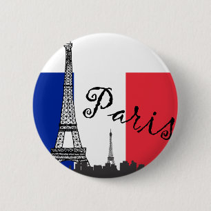 French Flag and the Eiffel Tower 6 Cm Round Badge