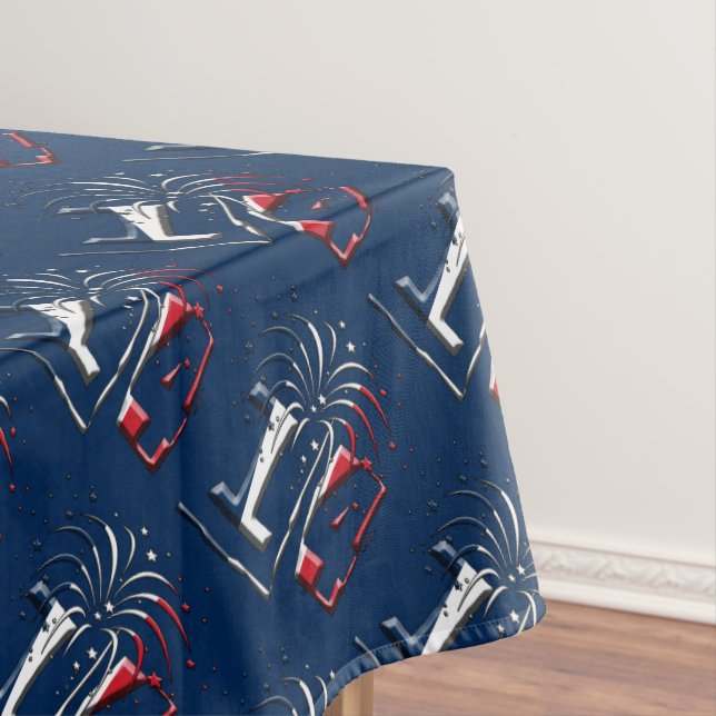 French Flag Colours Number 14, Bastille Day Tablecloth (In Situ)