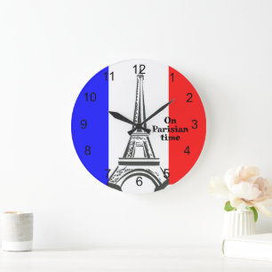 French Flag & Eiffel Tower Design Clock