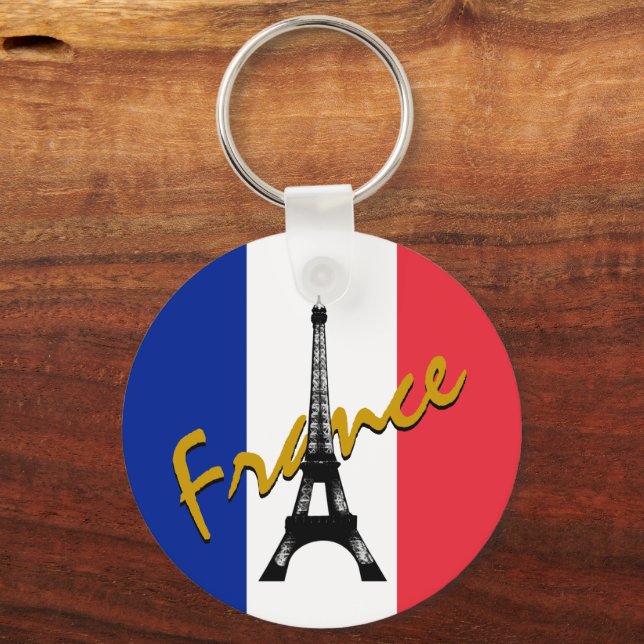 French flag & Eiffel Tower - France / Love sports Key Ring (Front)