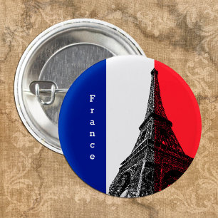 French flag & Eiffel Tower - France /sports fans 3 Cm Round Badge