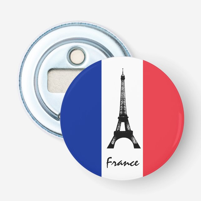 French flag & Eiffel Tower - France /sports fans Bottle Opener (Front)