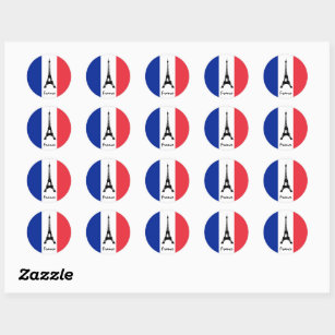French flag & Eiffel Tower - France /sports fans Classic Round Sticker