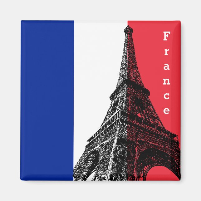 French flag & Eiffel Tower - France /sports fans Magnet (Front)