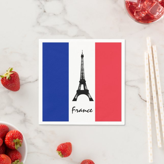 French flag & Eiffel Tower - France /sports fans Napkin (Insitu)